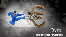  Presentation with karate - Presentation theme enhanced with karate man attack euro mixed background and a  colored foreground