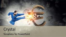  Presentation with cost of cyber attack - Theme having karate man attack euro mixed background and a mint green colored foreground