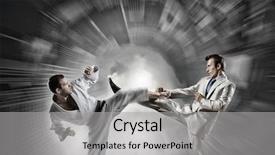  Presentation with karate - Theme with karate man in white kimino background and a  colored foreground