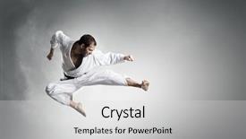  Presentation with karate - Presentation theme with karate man training background and a light gray colored foreground