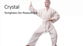  Presentation with karate - Audience pleasing PPT theme consisting of karate martial arts fighter backdrop and a white colored foreground