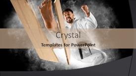  Presentation with karate - Slide deck consisting of karate-master-breaks-a-wooden background and a coral colored foreground