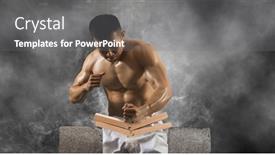  Presentation with karate - Presentation having karate-master-breaks-a-wooden background and a gray colored foreground