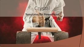  Presentation with karate - PPT layouts featuring karate-master-breaks-a-wooden background and a mint green colored foreground