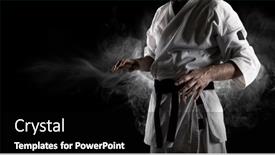  Presentation with kimono - Presentation design enhanced with karate-master-in-white-kimono background and a black colored foreground