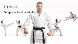  Presentation with black men - Beautiful slides featuring karate-master-with-black-belt backdrop and a white colored foreground