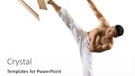  Presentation with karate - Presentation design having karate-masters-breaking-with-leg background and a white colored foreground