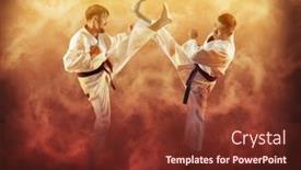  Presentation with karate - Presentation consisting of karate-masters-karate-practice-smoke background and a tawny brown colored foreground