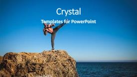  Presentation with karate - PPT theme with karate training on the shores of the sea background and a ocean colored foreground