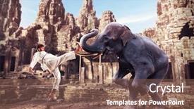  Presentation with elephant - Cool new slides with karateka fights with elephant backdrop and a violet colored foreground
