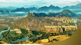  Presentation with bird eye view - Cool new PPT layouts with karet - aerial bird's-eye sunrise time view backdrop and a coral colored foreground