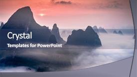  Presentation with china america asia - PPT theme featuring karet - guilin guangxi china karst mountains background and a ocean colored foreground