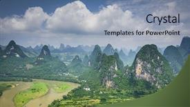  Presentation with mountain - Theme with karet - karst mountain landscape in xingping background and a light blue colored foreground
