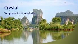  Presentation with river siene - Colorful presentation enhanced with karet - li river or lijiang is backdrop and a sky blue colored foreground