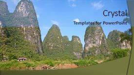  Presentation with gallatin river - Slide set featuring karet - li river or lijiang is background and a light blue colored foreground