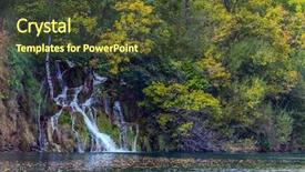  Presentation with water lakes dams - PPT layouts with karet - travel to the plitvice lakes background and a tawny brown colored foreground