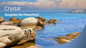  Presentation with greece blue - Presentation theme featuring karidi-beach-at-peninsula-sithonia background and a  colored foreground