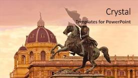  Presentation with horse - Presentation theme having karl memorial - vienna wien austria background and a coral colored foreground
