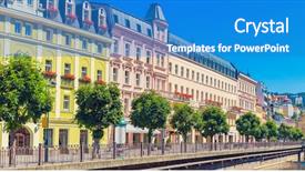  Presentation with czech republic - Colorful theme enhanced with karlovy vary czech republic city backdrop and a teal colored foreground