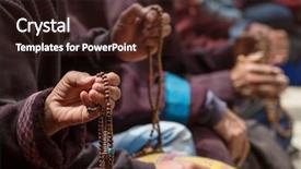  Presentation with karma - Slide set consisting of karma - buddhist beads in the hands background and a wine colored foreground