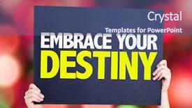  Presentation with zumba card bokeh - Colorful presentation theme enhanced with karma - embrace your destiny card backdrop and a ocean colored foreground