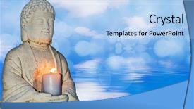  Presentation with karma - Beautiful theme featuring karma - stone buddha backdrop and a light blue colored foreground