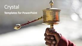  Presentation with karma - Theme enhanced with karma - tibetan prayer wheel or mani background and a gray colored foreground