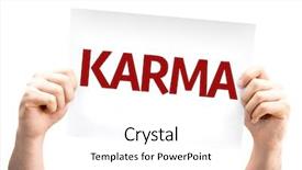  Presentation with karma - Presentation enhanced with karma card isolated on white background and a white colored foreground