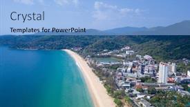  Presentation with coast line - Amazing PPT theme having karon-beach-coast-line backdrop and a light blue colored foreground