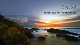  Presentation with tropical beach sunset - Beautiful presentation theme featuring karon beach phuket island kingdom backdrop and a seafoam green colored foreground