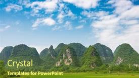  Presentation with rural - Cool new presentation design with karst-mountain-landscape-in-rural backdrop and a tawny brown colored foreground