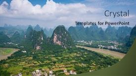  Presentation with mountain - Presentation theme enhanced with karst-mountain-landscape-in-xingping background and a light blue colored foreground