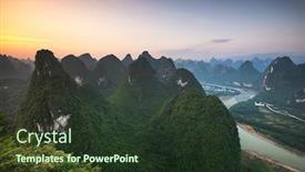  Presentation with river - PPT theme with karst-mountain-landscape background and a tawny brown colored foreground