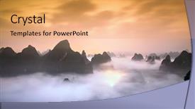  Presentation with china - Presentation theme having karst mountains of xingping china background and a yellow colored foreground