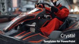 Presentation with auto - Slide set featuring kart-racer-enters-the-turn background and a dark gray colored foreground