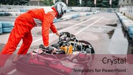  Presentation with racing - Cool new presentation theme with kart racer on start line backdrop and a violet colored foreground