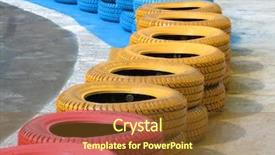  Presentation with racing - PPT layouts with kart racing - carting background and a tawny brown colored foreground