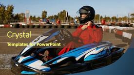  Presentation with pilot - Presentation consisting of karting-pilot-ready-to-start and a tawny brown colored foreground