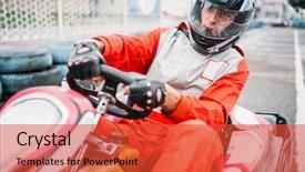  Presentation with driver - Amazing slide deck having karting race go cart driver backdrop and a red colored foreground