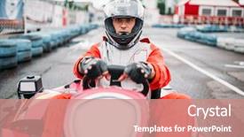  Presentation with driver - Slide deck consisting of karting race go cart driver background and a coral colored foreground