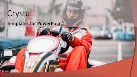  Presentation with racing - Audience pleasing slides consisting of karting racer in action go backdrop and a light gray colored foreground