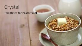  Presentation with russian - Slide set with kasha buckwheat porridge russian traditional food background and a mint green colored foreground