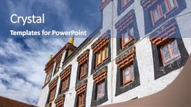  Presentation with tourism india - Slides featuring kashmir tourism - likir monastery in ladakh india background and a ocean colored foreground