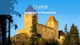  Presentation with czech republic - Presentation theme with kasperk-castle-in-sumava-czech background and a teal colored foreground