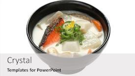  Presentation with base - Slide deck consisting of kasu jiru soup with a sake lees base japanese food background and a light gray colored foreground