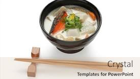 Presentation with base - Audience pleasing PPT layouts consisting of kasu jiru soup with a sake lees base japanese food backdrop and a lemonade colored foreground