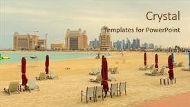  Presentation with qatar - Audience pleasing slides consisting of katara beach west bay qatar backdrop and a soft green colored foreground