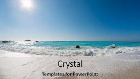  Presentation with pacific island - Presentation design featuring kathisma beach lefkada island background and a light gray colored foreground