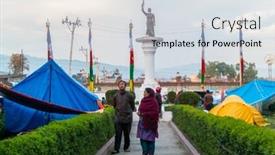  Presentation with campsite - PPT theme with kathmandu-nepal-april-29-2015 background and a sky blue colored foreground