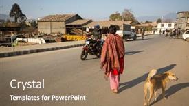  Presentation with nepal - Slide deck enhanced with kathmandu-nepal-circa-dec-2013 background and a coral colored foreground